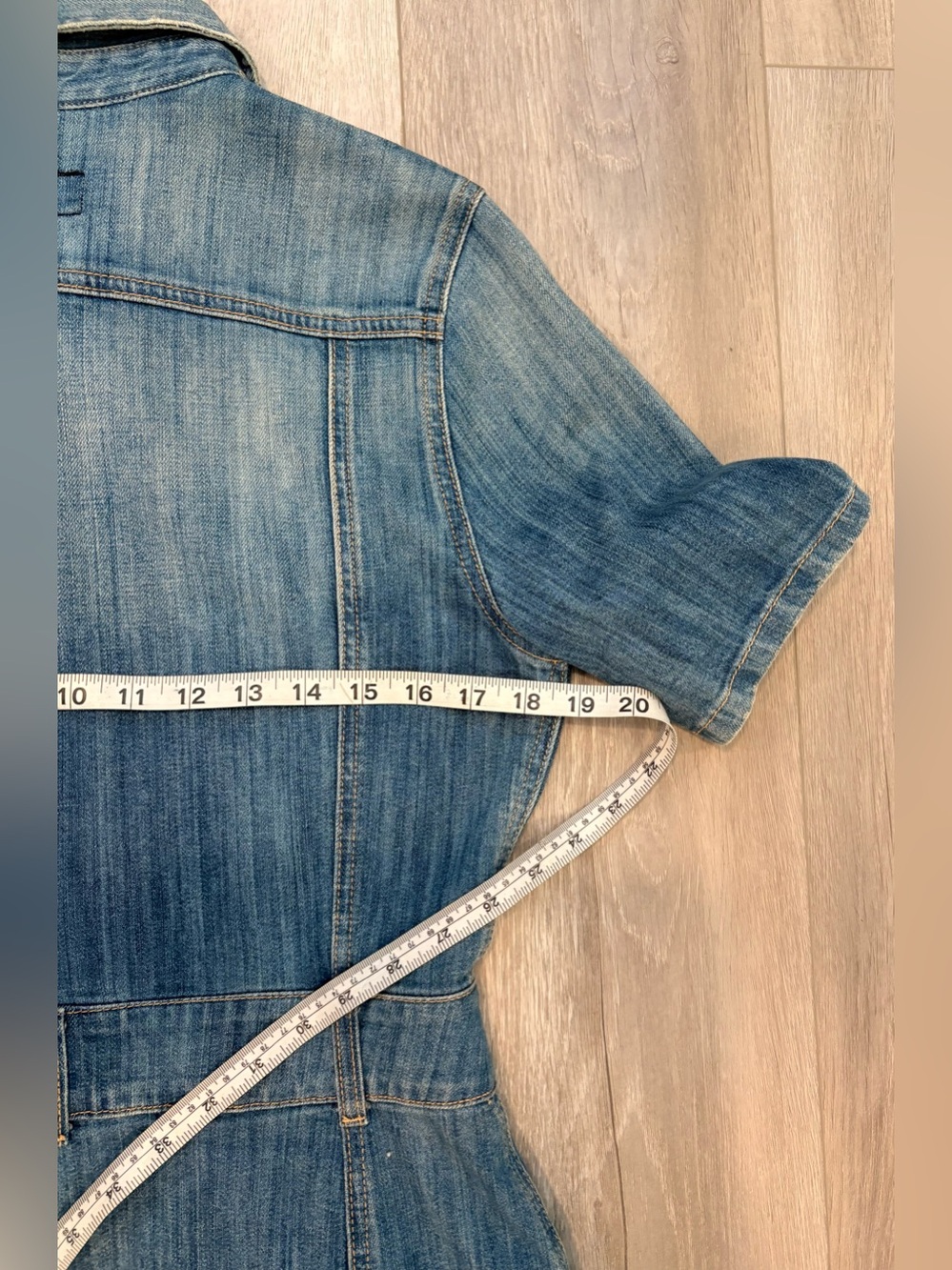 Current/Elliott The Trucker Shirt Dress Frayed Hem Detail - Picture 8 of 8